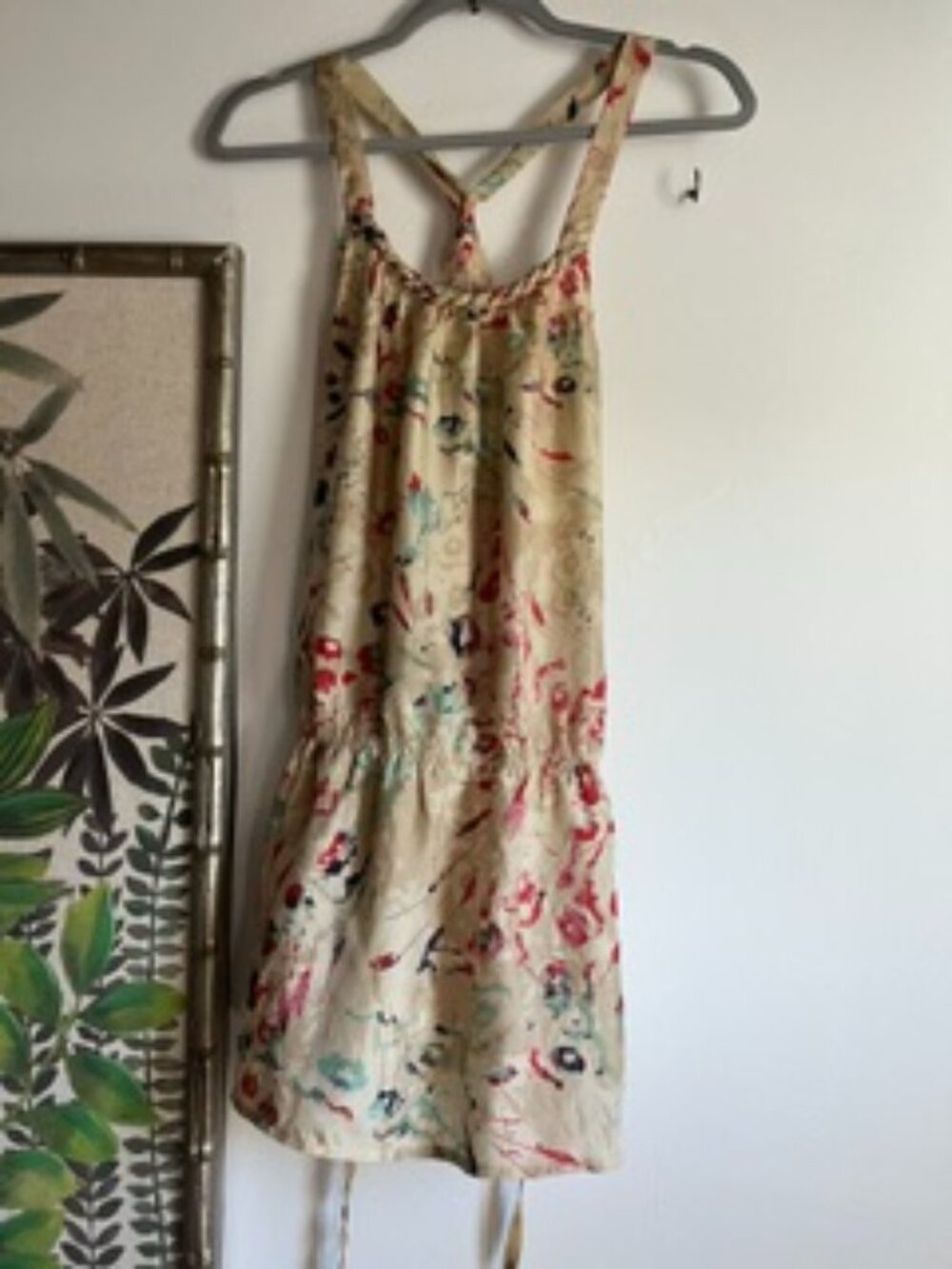 Guess Day Silk Dress Beige/Multicolor Braided Design 3 (fits like XS/S)